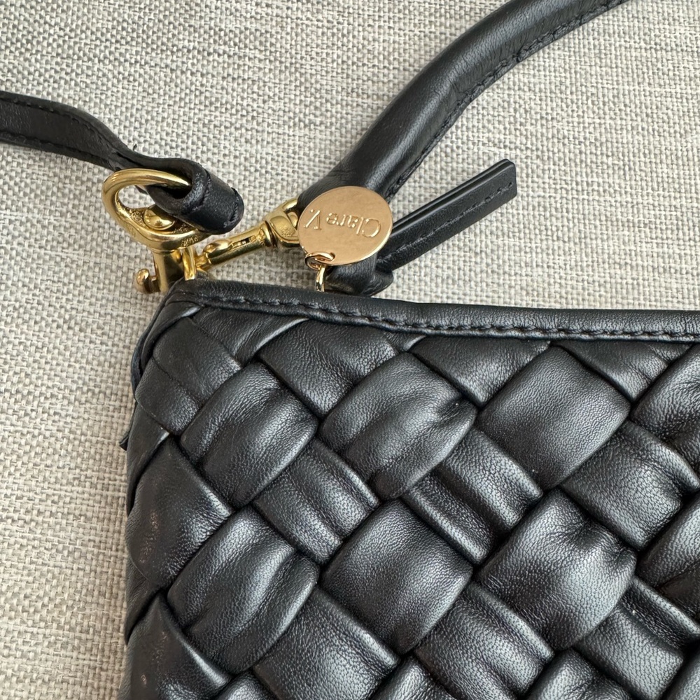 Clare V Black Petit Moyen Puffy Woven Leather Shoulder Bag with Gold Hardware - Picture 6 of 12